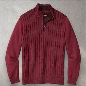 Tommy Bahama Deep Sea Sweater Mens XXL Cherry Stone Red 1/4 Zip Pullover 2X B&T